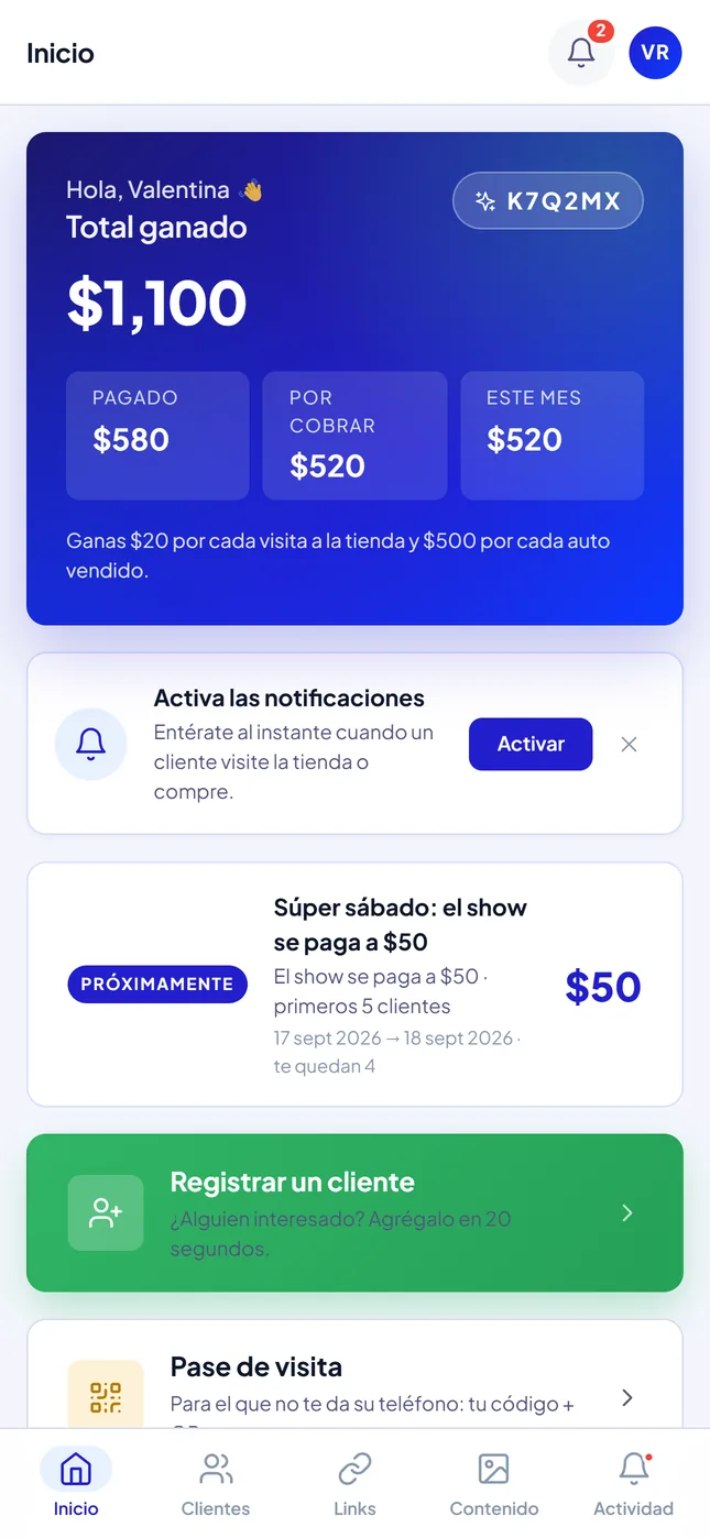 Inicio del portal de creadores